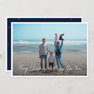 Cartão De Festividades Feliz ano novo de Natal Feliz e Branca de Foto Mod