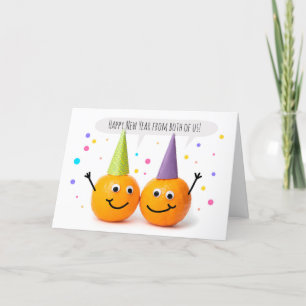 Cartão De Festividades Feliz Ano Novo de Nós Dois do Casal Laranja