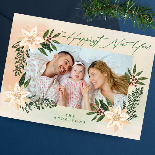 Cartão De Festividades Feliz ano novo de Quadro de Fotos Botânico