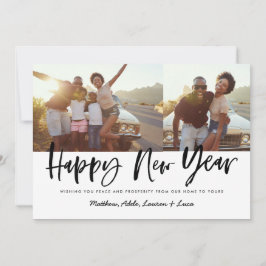 Cartão De Festividades feliz ano novo de script bold multifoto ano novo