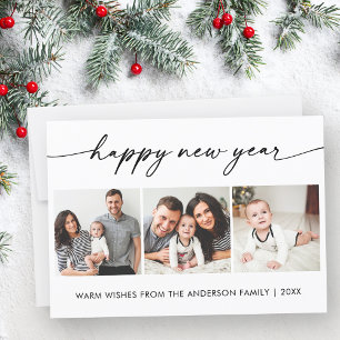 Cartão De Festividades Feliz ano novo de Tinta Caligráfica 3 Fotos