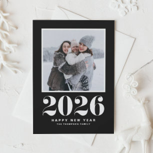 Cartão De Festividades Feliz ano novo de Tipografia Black 2024