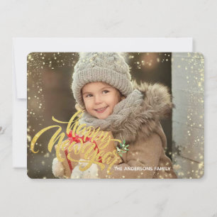 Cartão De Festividades Feliz ano novo Elegante Amarelo Glitter Dotsa