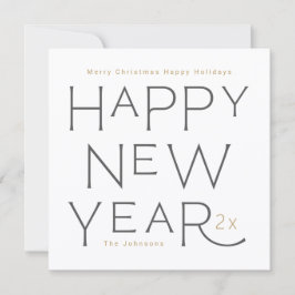 Cartão De Festividades Feliz ano novo em cinza texto manuscrito Feriado C