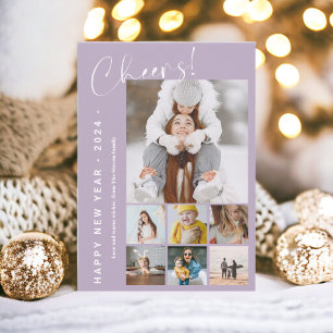 Cartão De Festividades Feliz ano novo em revisão aplaude 9 lavanda fotogr