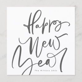 Cartão De Festividades Feliz Ano Novo em texto manuscrito simples