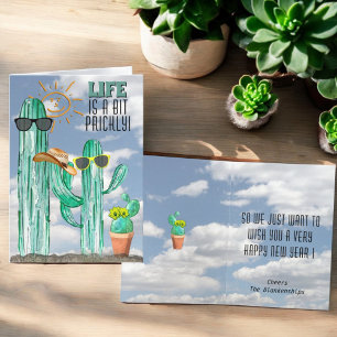 Cartão De Festividades Feliz ano novo Engraçado Sudoeste Saguaro Cactus