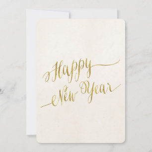 Cartão De Festividades feliz ano novo Faux Gold Foil Saudação