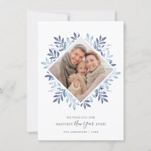 Cartão De Festividades feliz ano novo Folhagem Festiva Foto Framboesa