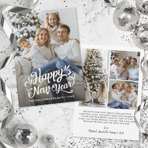 Cartão De Festividades Feliz Ano Novo Foto Simples e Elegante