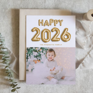 Cartão De Festividades Feliz ano novo Gold Foil Balloons 2025 Foto