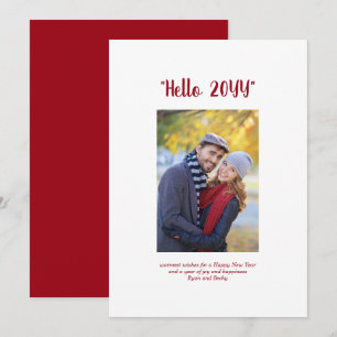Cartão De Festividades Feliz ano novo Hello 2024, Vermelho de Foto Minima