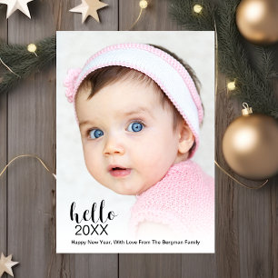 Cartão De Festividades Feliz ano novo Holiday Photo Modern Hello 20XX