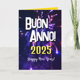 Cartão De Festividades Feliz ano novo italiano   Auguri di Buon Anno 2025
