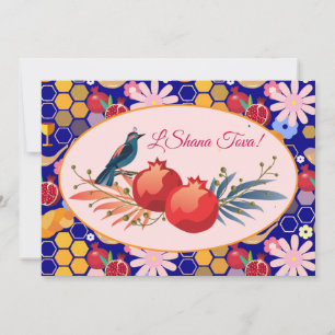 Cartão De Festividades Feliz Ano Novo Judaico Rosh Hashaná Padrão Floral