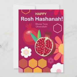 Cartão De Festividades Feliz Ano Novo Judaico Rosh Hashanah Padrão Floral