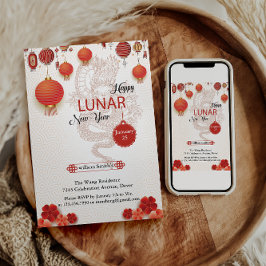 Cartão De Festividades Feliz Ano Novo Lunar do Sna Branco Chinês