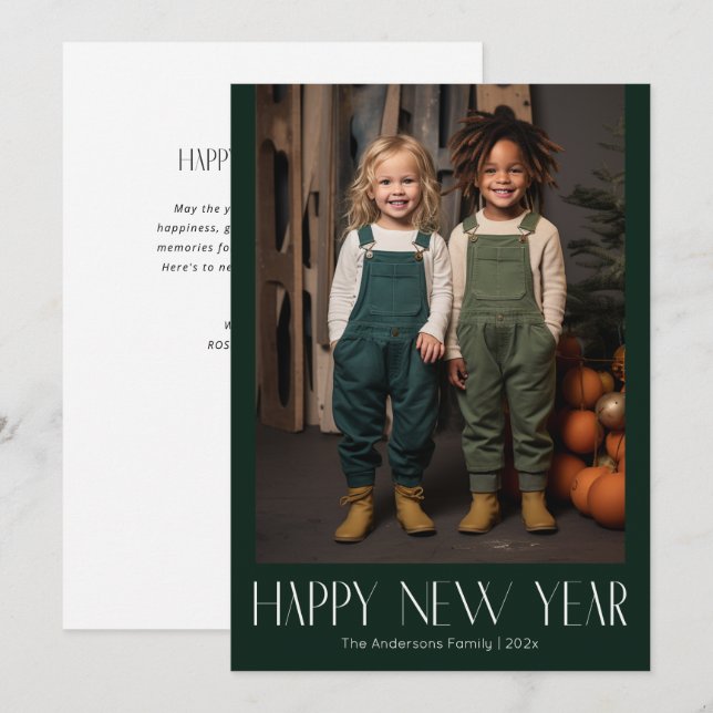 Cartão De Festividades Feliz ano novo moderno (Frente/Verso)