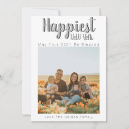 Cartão De Festividades Feliz ano novo Moderno Carregar Minha Foto da Famí