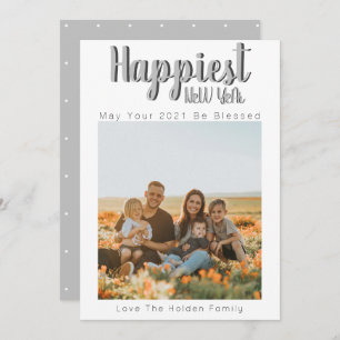 Cartão De Festividades Feliz ano novo Moderno Carregar Minha Foto da Famí