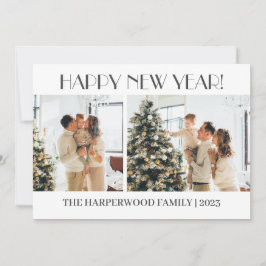 Cartão De Festividades Feliz ano novo Moderno Elegante Simples - Duas Fot