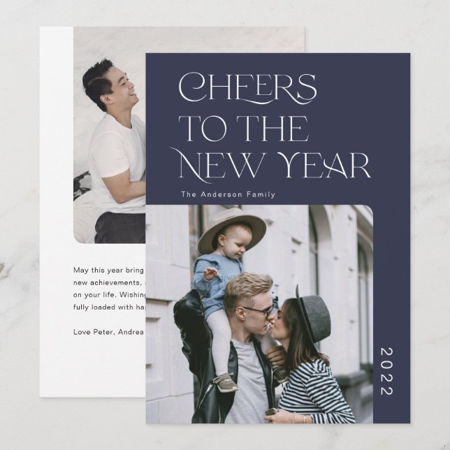 Cartão De Festividades Feliz ano novo Moderno Simples - Natal 2022 (Frente/Verso)