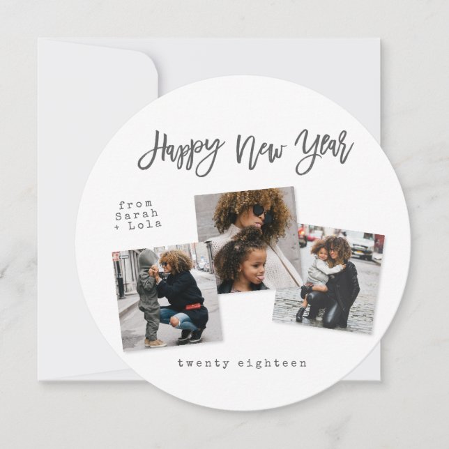 CARTÃO DE FESTIVIDADES FELIZ ANO NOVO MODERNO URBAN (Frente)