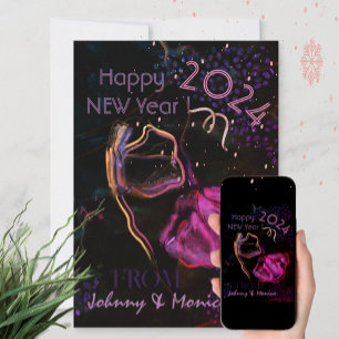 Cartão De Festividades Feliz Ano Novo Preto