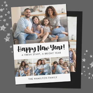 Cartão De Festividades Feliz Ano Novo Roteiro Família 5 Colagem de fotos