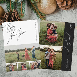 Cartão De Festividades Feliz Ano Novo Script 6-Colagem de Fotos Família