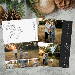 Cartão De Festividades Feliz Ano Novo Script 6-Colagem de Fotos Gravidez