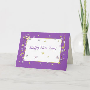 Cartão De Festividades Feliz ano novo Stars Roxo