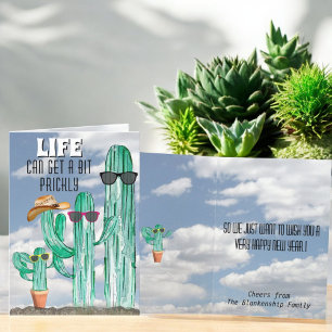 Cartão De Festividades Feliz ano novo Sudoeste de Saguaro Cactus