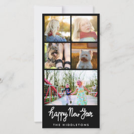 Cartão De Festividades Feliz ano novo Tipografia Cinco Colagem Fotográfic