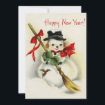 Cartão De Festividades Feliz ano novo Vintage Retro Christmas Snowman<br><div class="desc">Vintage Retro natalino Cartão de Feriado de Feliz ano novo de Neve.</div>
