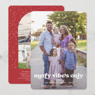 Cartão De Festividades Feliz Apenas Vibes Feriado de Foto de Natal Retr