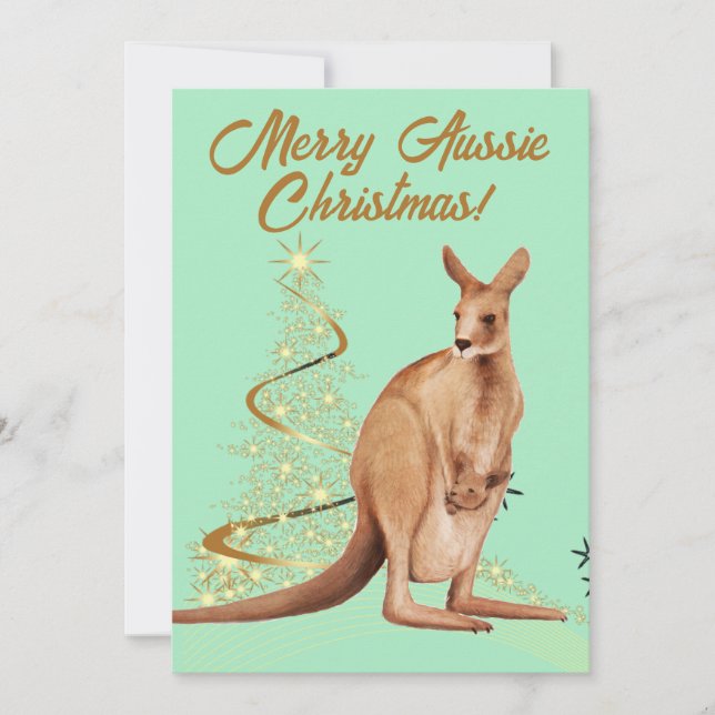 Cartão De Festividades Feliz Aussie Christmas Kangaroo (Frente)