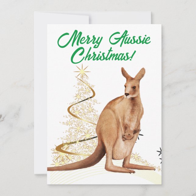 Cartão De Festividades Feliz Aussie Christmas Kangaroo (Frente)