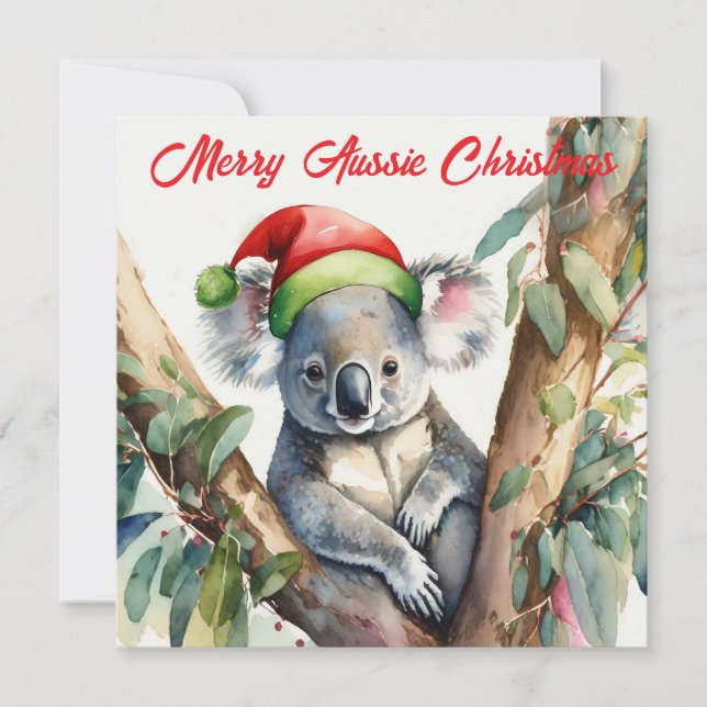 Cartão De Festividades Feliz Aussie Christmas Koala (Frente)