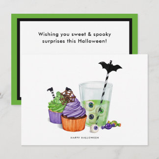 Cartão De Festividades Feliz Bebidas e Desserts De Halloween