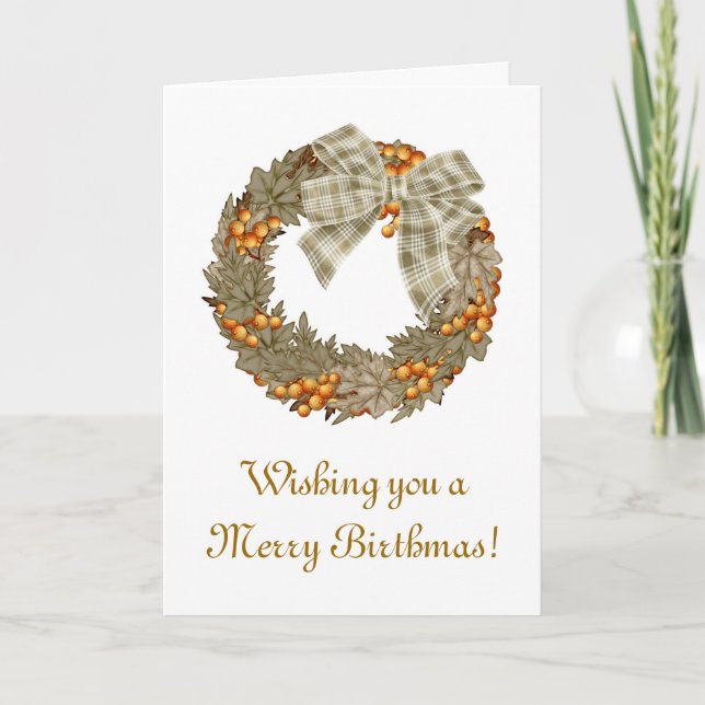 Cartão De Festividades Feliz Birthmas Birthday Natal combinado (Frente)