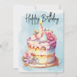 Cartão De Festividades Feliz Bolo de Aniversário