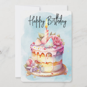 Cartão De Festividades Feliz Bolo de Aniversário