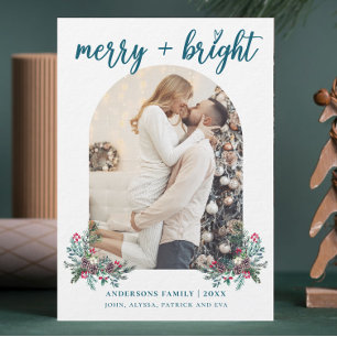 Cartão De Festividades Feliz Bright Arch, foto botânica de Natal
