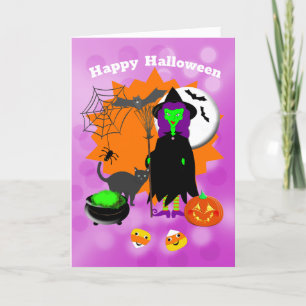 Cartão De Festividades Feliz Bruxa Spooky de Halloween