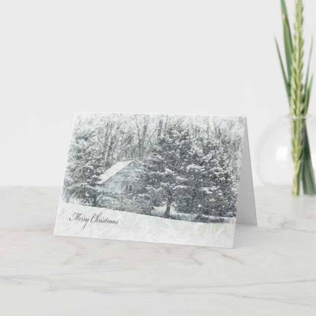 Cartão De Festividades Feliz Cabana de Natal Feliz (Frente)