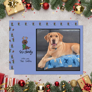 Cartão De Festividades Feliz Cachorro de Natal Dáxar Rena Personalize Fot