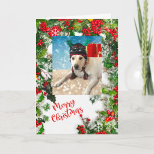 Cartão De Festividades Feliz Cachorro Feliz de Natal com Antiguadores Per