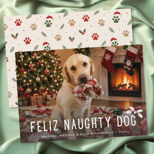 Cartão De Festividades Feliz Cachorro Malandro Foto Divertida Natal