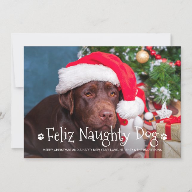Cartão De Festividades Feliz Cachorro Malvado Foto Personalizada De Pet (Frente)